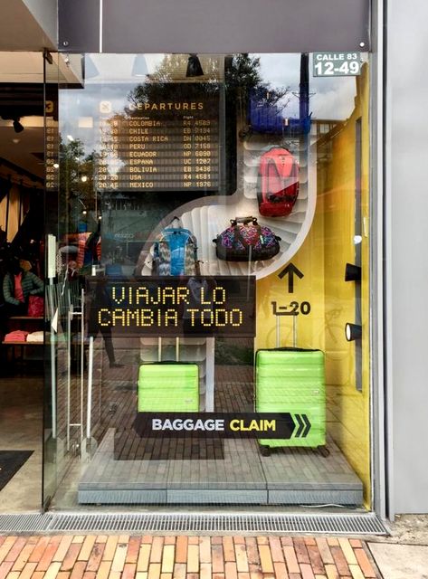 Travel Window Display, Travel Retail Display, Luggage Display, Airport Concept, Backpack Display, Airport Baggage, Event Booth Design, Upside Down House, Travel Retail