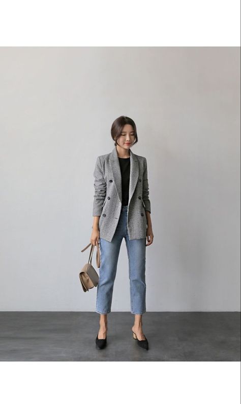 Korean Fashion Trends, Winter Outfits For Work, Casual Work Outfits, Looks Chic, Blazer Outfits, Work Outfits Women, 가을 패션, Korean Outfits, Casual Style Outfits