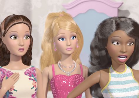 3 Trio Friends Cartoon, Best Trios Characters, Us In Another Universe Trio, Trio Girls Cartoon Aesthetic, 3 Barbie Friends, Three Girls Friends, Triple Friendship, Barbie Trio, Iconic Friendships