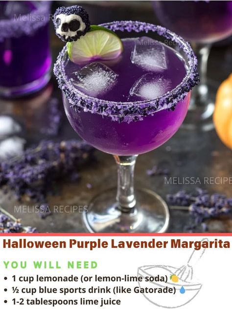 Melissa Recipes | 🎃 Non-Alcoholic Halloween Purple Lavender Mocktail 🍹 | Facebook Purple Mocktail Non Alcoholic, 17th Birthday Party Ideas, Wednesday Party, 17th Birthday Party, Mocktail Drinks, Ur Gay, Halloween Purple, People Eater, Lemon Lime Soda