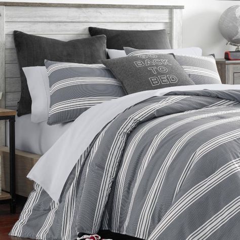 Craver Reversible Comforter Set by Nautica | Hayneedle Boy Room Bedding, Boys Comforter Sets, Teen Bedding Sets, Grey Comforter, Grey Comforter Sets, Plaid Bedding, Cotton Comforter Set, Blue Comforter Sets