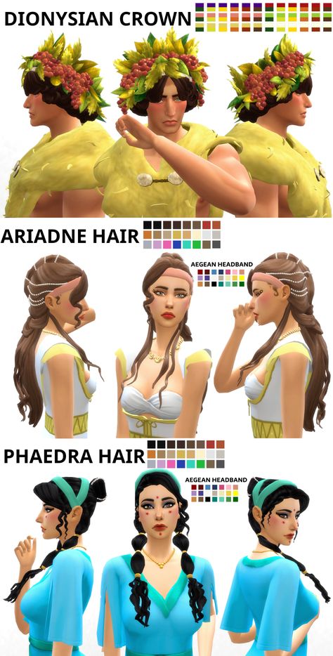 Greek Outfit, Grecian Hairstyles, Ancient Minoan, Greek Accessories, Greek Hair, Sims 4 Decades Challenge, The Minotaur, Sims 4 Cc Folder, Old Outfits