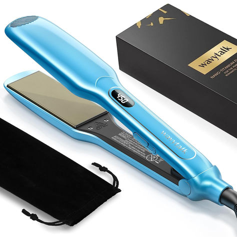 1.7 inch wide flat iron is suited for lots of different types of hair, especially thick and curly hair, even type 4C, with it you can style a bunch of more hair once. The larger titanium plates heat up fast and distribute heat evenly, save more time when styling. Titanium Hair Straightener, Titanium Flat Iron, Professional Hair Straightener, Hair Drying, Types Of Hair, Flat Iron Hair Styles, Professional Hair, Digital Technology, Professional Hairstyles