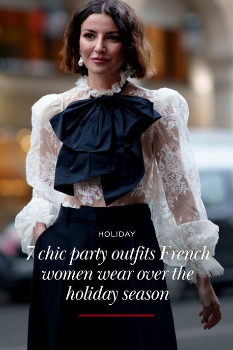 To help you plan a few fabulous holiday party outfits this season, here are 7 dazzling French-style outfit ideas you can re-create with ease. Photo: Launchmetrics Spotlight French Evening Style, Causal Cocktail Outfit, Parisian Cocktail Outfit, French Cocktail Dress, Parisian Evening Outfit, Parisian Themed Party Outfit, French Formal Outfit, Winter Garden Party Outfit, French Evening Outfit