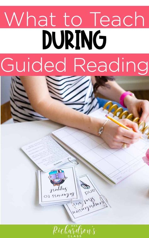 Grab the FREE Guided Resource Cards with the ultimate list of skills by level to teach during guided reading groups. You'll be set to write engaging and effective lesson plans for kindergarten, first, second, and third grade. Guided Reading Schedule, Guided Reading Lesson Plan Template Free, Kindergarten Reading Groups, Third Grade Lesson Plans, Lessons For Kindergarten, Teaching Creativity, Lesson Plans For Kindergarten, Guided Reading Binder, Guided Reading Lesson Plans