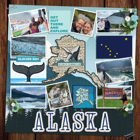 Scrapbook Travel Layouts, Alaska Cruise Scrapbook Layouts, Alaska Scrapbook Layouts, Cruise Scrapbook Layouts, Scrapbooking Alaska, Scrapbook Furniture, Alaska Scrapbook, 2023 Scrapbook, Cruise Scrapbook Pages