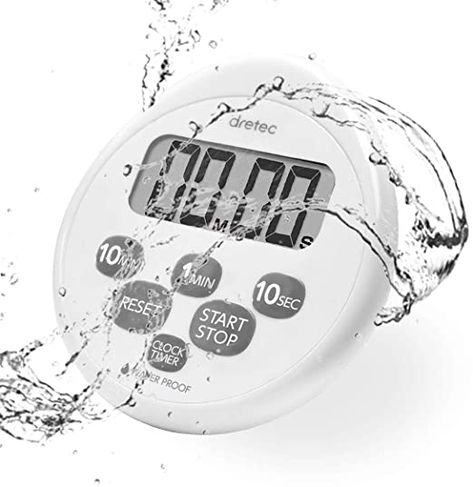 dretec Digital Timer, Water Proof, Shower, Magnetic Backing, White, Officially Tested in Japan (1 Starter Lithium Battery Included) Classroom Timer, Cooking Timers, Mom Things, Digital Showers, Kitchen Timer, Timer Clock, Kitchen Wall Clocks, Analog Clock, Kitchen Timers