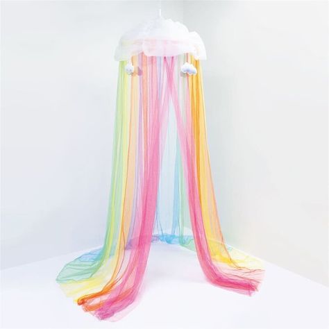 Harriet Bee Make It Real Kids Bed Canopy over The Rainbow | Wayfair.co.uk Rainbow Canopy, Rainbow Themed Bedroom, Rainbow Bed, Kids Bed Canopy, Rainbow Bedroom, Unicorn Room, Unicorn Bedroom, Cloud Decoration, Big Girl Bedrooms