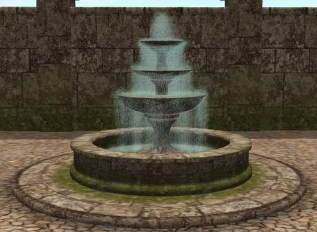 Fountain, stone water fountain with lovely particle water, ripples and on/off sound. Medieval Fountain / Garden Fontain Fountain Reference, Medieval Fountain, Cottagecore Village, Scenery Reference, Stone Water Fountain, Magic Fountain, Fountain Garden, Fountain Square, Fantasy Ideas