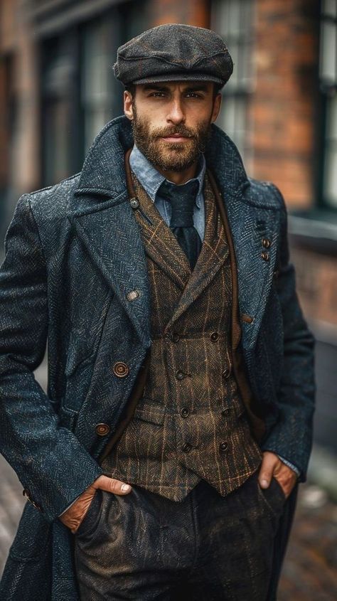 Mens Outfits With Hats, Mens Outfits Classy, Fall Fashion For Men, Traditional Wedding Outfits, Masculine Outfits, Older Mens Fashion, Dapper Mens Fashion, Peacoats, Dapper Gentleman