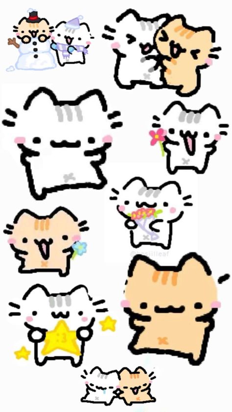 #silly #collage #memes Sticker Ideas Kawaii, Cute Cats To Draw, Sticker Drawing Ideas, Gatos Stickers, Kitty Doodle, Silly Stickers, Scene Stickers, Cats Stickers, Funniest Pics