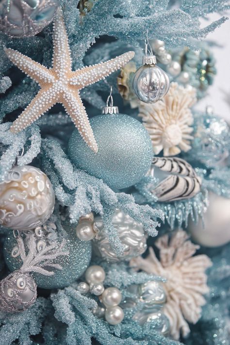 Stunning Blue Christmas Decoration Ideas Sea Theme Christmas Tree, Blue Silver And White Christmas Tree, Blue Christmas Tree Decorations Ideas, Teal And Silver Christmas Tree, Ice Blue Christmas Tree, Blue And Silver Christmas Tree Ideas, Baby Blue Christmas Tree, Coastal Christmas Tree Ideas, Blue Christmas Aesthetic