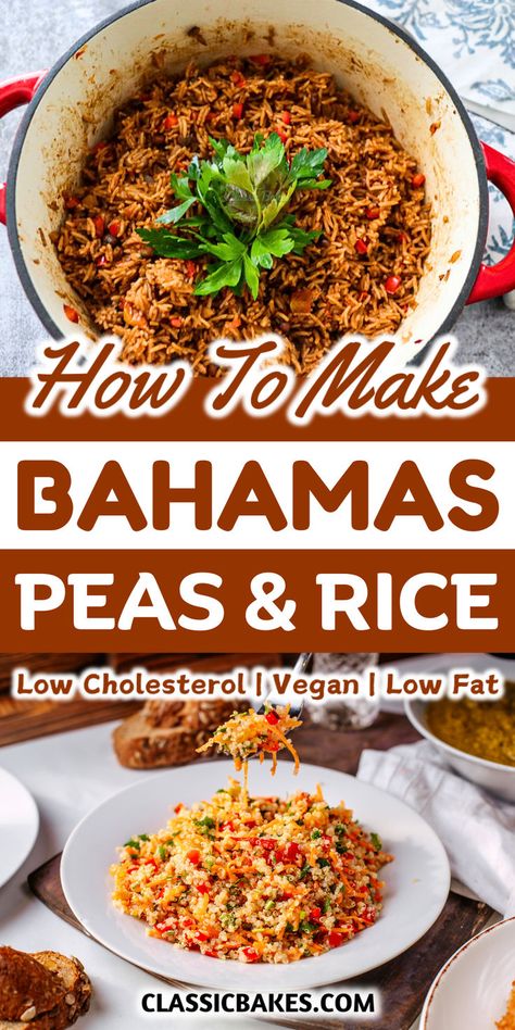 Discover the vibrant flavors of the Bahamas with this traditional Peas and Rice recipe. A delicious mix of pigeon peas, savory seasonings, and fluffy rice, this dish is a hearty side or satisfying main, perfect for bringing a taste of the Caribbean to your table. Parsley Rice Recipe, Peas And Rice Recipe, Bahamas Food, Chicken Marengo, Peas And Rice, Jamaican Cuisine, Fluffy Rice, Boricua Recipes, Pigeon Peas