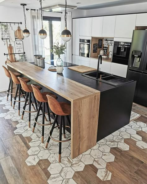 Living Room Transitional Decor, Bloxburg Modern Kitchen, Grey Modern Kitchen, Bathroom Transitional, Kitchen Design Bloxburg, Kitchen Design Grey, Wood Modern Kitchen, Kitchen Island Dining Table, Transitional Decor Bathroom