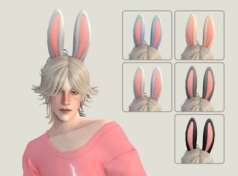 converted these toddler bunny ears by Infinite Plumbobs for adults + added a couple extra shapes and colors, if anyone's... – @adelarsims on Tumblr Sims 4 Cute Cc, Sims4 Cc Mods, Sims Makeup, Sims Accessories, Sims 4 Content, Sims 4 Challenges, Pelo Sims, New Pc, The Sims 4 Packs