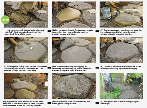 how to make your own stepping stones out of concrete Cave Bathroom, Step Stones, Concrete Stepping Stones, Stepping Stones Diy, Potters House, Flower Tower, Stone Pathway, Concrete Steps, Yard Project