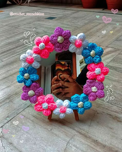 Love at first reflection ! that can be true with our crochet puff flower mirror🥀 Add a touch of handmade happiness to your daily routine. DM us to order 🌻 . . . . #crochetpuffflower #crochetmirror #puffflower #viralmirror #pintrestmirror #crochetpuffflowermirror #CrochetAccessories #crochetdecor #crochethomedecor #valentinegift #giftforher #smallbussinessowner #ShopSmall #exploremore Puff Flower, Crochet Puff Flower, Pin Trest, Flower Mirror, Crochet Home Decor, Love At First, Crochet Accessories, Daily Routine, Small Shop