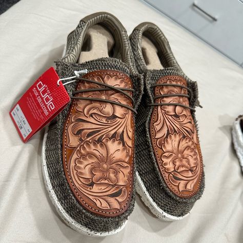 Long X Trading Co Custom Hey Dudes Size 11 Retail $275 New! Mens Hey Dudes, Western Hey Dudes, Cute Hey Dudes, Custom Hey Dudes, Mens Western Style, Square Toe Western Boots, Western Gifts, Western Apparel, Hey Dude Shoes