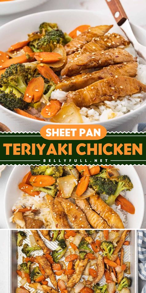 Enjoy a hassle-free meal with Sheet Pan Teriyaki Chicken! This healthy dinner option is a simple sheet pan recipe for an all in one meal. Delicious, healthy, dairy free, gluten free, and freezer friendly. Clean up is easy, so try this chicken dish tonight! Easy Chicken Teriyaki Bowl, Weight Watcher Sheet Pan Dinners, Chicken Vegetable Sheet Pan Dinner, Sheet Pan Chicken And Broccoli Recipes, Kid Friendly Sheet Pan Dinners, Oven Chicken Teriyaki, Simple Sheet Pan Dinners, Healthy Chicken Sheet Pan Recipes, Pioneer Woman Sheet Pan Chicken