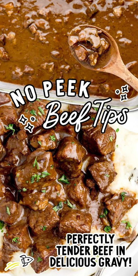 Beef Tips Recipe Oven, Beef Tip, No Peek Beef, Beef Tips Recipe, No Peek Beef Tips, Beef Tips And Rice, Beef Tips And Noodles, Beef Stew Meat Recipes, No Peek