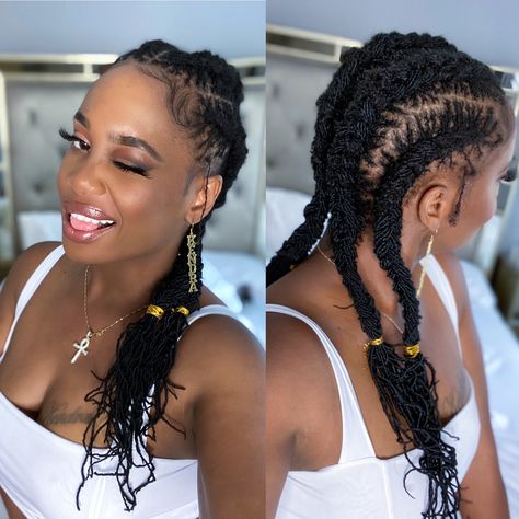 Sister Locs Sisterlocks Styles Long, Updo Hairstyles For Sisterlocks, Sistah Locs Styles, Cornrows On Sisterlocks, Styled Microlocs, Sisterlocks Braid Styles, Sisterlocks Ponytail Styles, Braided Sisterlocks Styles, Sista Locs Styles