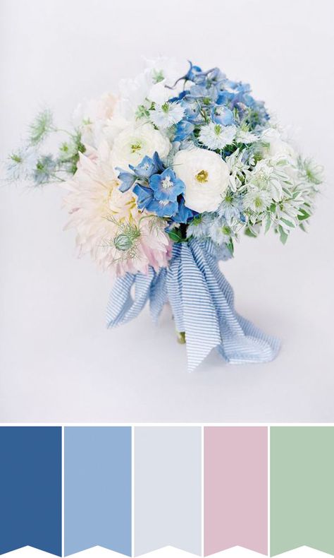 Cornflower Blue and Seersucker Summer Wedding Bouquet | www.onefabday.com Cornflower Blue Wedding, Sweet Pea Bouquet, Bridal Bouquet Summer, Bouquet Bride, Summer Wedding Bouquets, Blue Wedding Bouquet, Blue Wedding Inspiration, Something Blue Wedding, Blue Wedding Flowers