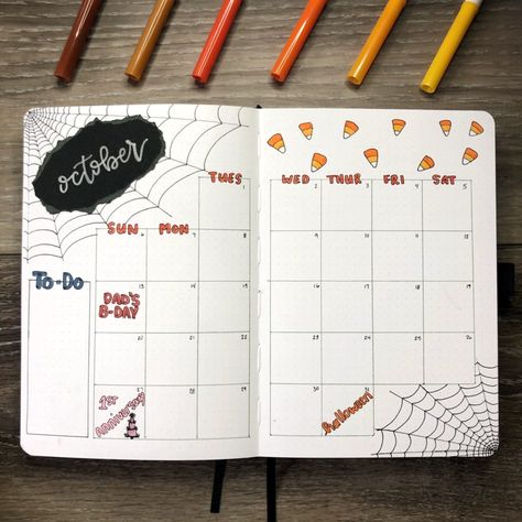 October 2019 | Bullet Journal Set-Up - Rae's Daily Page Minimal Journaling, October Monthly Spread, Halloween Bujo, Bujo October, October Spread, October Bujo, Bullet Journal Halloween, Spooky Doodles, Doodles Halloween