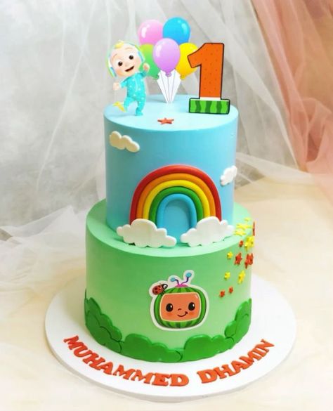 Coco Melon Cake, Cocomelon 2, 1st Birthday Cake Designs, Mickey Birthday Cakes, Cocomelon Cake, Children Cake, Cake Designs For Boy, Second Birthday Cakes, 1st Bday Cake