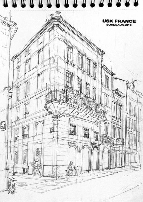 French Architecture Drawing, Perspective Building Drawing, Croquis Architecture, 2 Point Perspective Drawing, Perspective Architecture, 3 Point Perspective, Perspective Sketch, Architecture Drawing Sketchbooks, Perspective Drawing Architecture