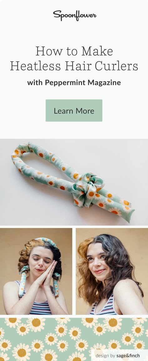 Easy Diy Heatless Curls, How To Make A Heatless Hair Curler, Diy Heatless Hair Curlers, Crochet Hair Curlers, Hair Sewing Projects, Heartless Curls Diy, Headband Sewing Pattern Free, Easy Fat Quarter Projects, 10 Minute Sewing Projects