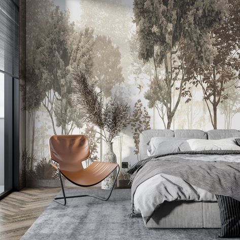 Interior Decorating Tips, Tropical Wallpaper, Forest Wallpaper, Tree Wallpaper, Black And White Wallpaper, White Wallpaper, Textured Wallpaper, Vintage Wallpaper, Self Adhesive Wallpaper