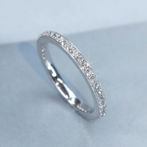 Silver And Diamond Ring, Full Diamond Wedding Band, Wedding Rings Bands Women, Silver Wedding Band With Diamonds, Wedding Bands Silver Women, Wedding Band Silver Women, Silver Diamond Wedding Band, Sparkly Wedding Band, Simple Wedding Bands For Women Silver