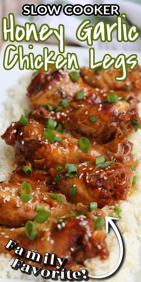 Chicken Leg Slow Cooker, Crockpot Chicken Leg Recipes, Fall Off The Bone Chicken, Wings Slow Cooker, Chicken Leg Quarter Recipes, Slow Cooker Honey Garlic Chicken, Chicken Wings Crockpot, Honey Garlic Chicken Wings, Garlic Chicken Wings