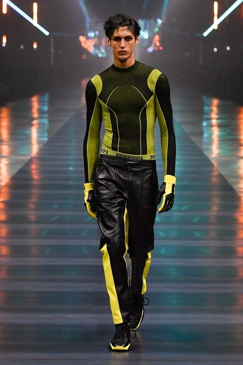 Ferrari – Fall/Winter 2022-2023 – Milan Fashion Week Racer Outfit Male, Futuristic Fashion Men, Ferrari Fashion Show, Futuristic Mens Fashion, Cyberpunk Fashion Male, Cyberpunk Outfit Male, Futuristic Fashion Male, Milan Fashion Week 2023, Matrix Fashion