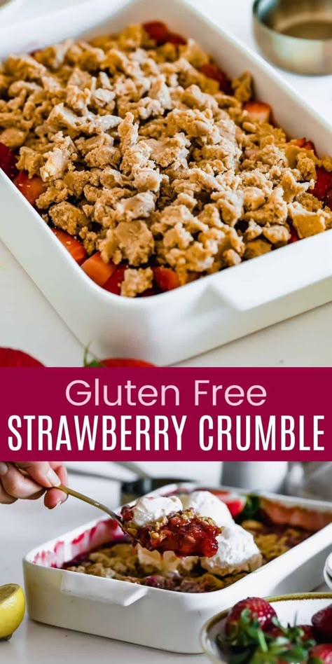 Gluten Free Crisp Topping, Gluten Free Crumble Topping, Gluten Free Rhubarb Crisp, Healthy Rhubarb Recipes, Strawberry Crumble Recipe, Creme Brulee Recipe Easy, Gluten Free Crumble, Rhubarb Crumble Recipes, Easy Strawberry Desserts