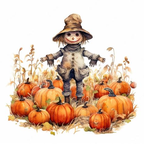 Scarecrow Clipart, Cute Scarecrow, Scarecrow Pumpkin, Waterfall Wedding, Halloween Scarecrow, Dragonfly Dreams, Pumpkin Clipart, Step By Step Painting, Painting Tools