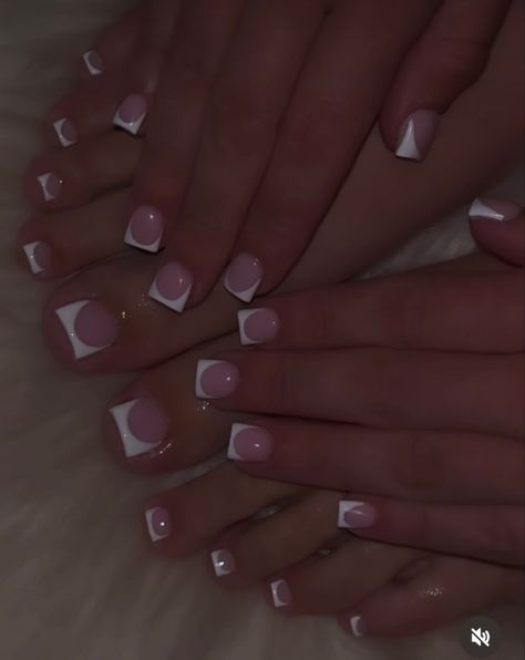 Nail And Toes Matching Ideas, Nails Designs Short, Nails And Toes, Matching Ideas, Acrylic Nails Designs, Gel Toe Nails, Acrylic Toe Nails, White Acrylic Nails, Girly Acrylic Nails