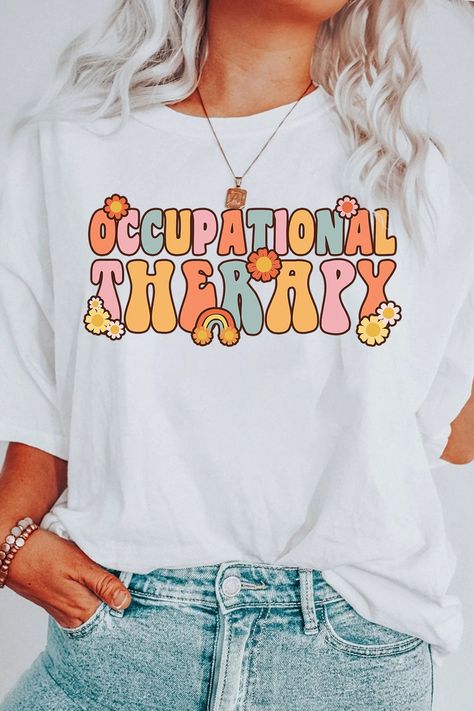 Amazon.com: Occupational Therapy Pediatric OT Therapist Cute Groovy T-Shirt : Clothing, Shoes & Jewelry Occupational Therapy Assistant, Pediatric Occupational Therapy, Graduation Design, Occupational Therapist, Occupational Therapy, Pediatrics, Branded T Shirts, Shirt Design, Shoes Jewelry