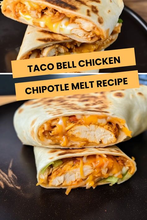 Taco Bell Chicken Chipotle Melt Recipe Chicken Chipotle Melt Taco Bell, Taco Bell Chicken Chipotle Melt, Chipotle Chicken Melt, Chipotle Tacos, Chicken Chipotle, Spicy Chicken Tacos, Weekday Lunches, Chicken Melts, Chicken Flatbread