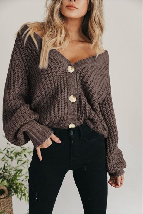 Soft cozy button down fall cardigan sweaters for women perfect for winds and chilly days and nights #ad #affiliatemarketing Fall Cardigan, Cardigan Outfit, Sweater Chunky, Open Front Sweater, Short Cardigan, Brown Coffee, Chunky Knit Cardigan, Cardigan Outfits, Cardigan Sweaters For Women