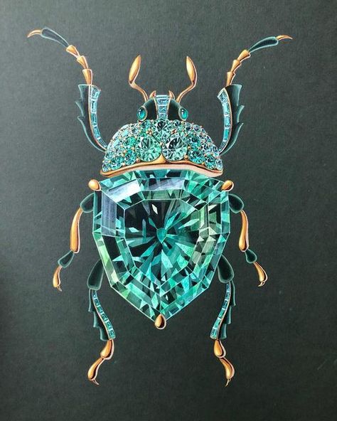 Green Beetle, Jewelry Rendering, Jewelry Illustration, Jewelry Design Drawing, Jewelry Drawing, Jewellery Sketches, Purple Jewelry, Work Jewelry, Family Heirloom