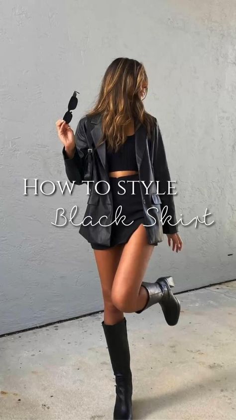 Black Mini Skirt, Black Skirt, How To Style A Black Mini Rock, Fashion Icon, Style All Black Mini Skirt Outfit, Black Satin Mini Skirt Outfit, Black Tennis Skirt Outfit Street Style, Outfit Ideas Tennis Skirt, Tennis Skirt Outfit Casual, Satin Mini Skirt Outfit, Skirt Outfits Dressy, Mini Skirt Outfit Aesthetic, Unrealistic Outfits