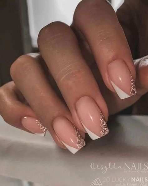 Hybrid Gel Nail Design, Gold Nails French, 21 Nails, Vsco Nails, Beige Nails Design, French Tip Gel Nails, Bridesmaids Nails, French Tip Nail Designs, Nude Nail Designs