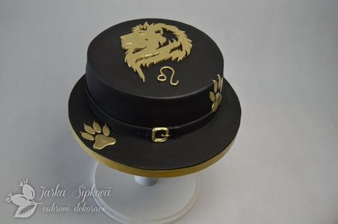 Leo sign cake by JarkaSipkova Leo Zodiac Cake Ideas, Too Old For Leo Cake, Lion Cake For Men, Birthday Cake Leo, Leo Season Cake, Cake Lion, Leo Cake, Lion Cake, Cake With Lion