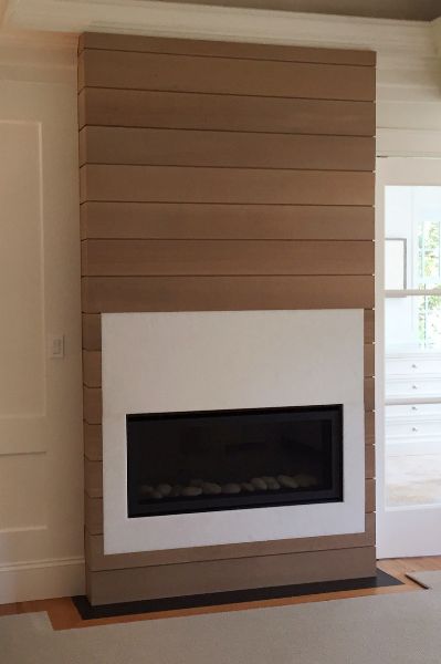 Nickel Gap Fireplace, Oak Shiplap Fireplace, White Oak Shiplap Wall, Nickel Gap Wall, Walnut Shiplap, White Oak Fireplace, Oak Shiplap, Nickel Gap Shiplap, Nickel Gap