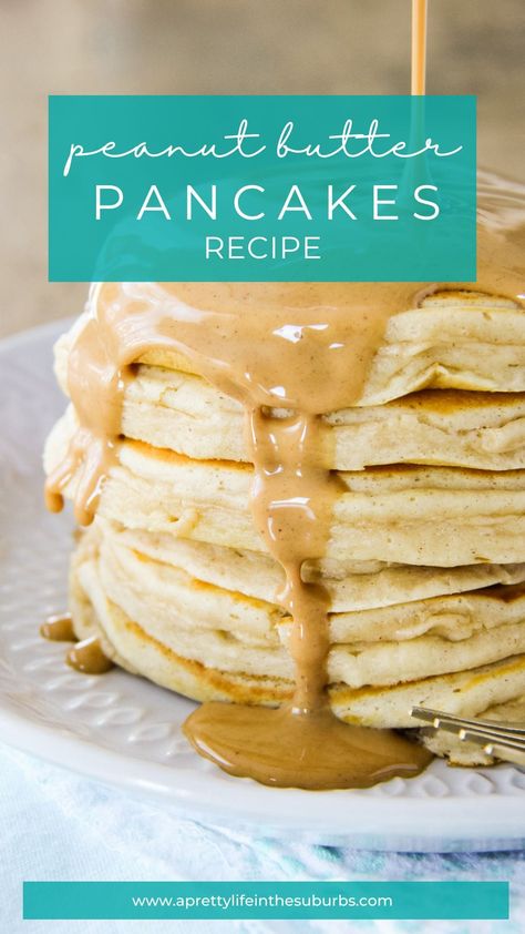 These Peanut Butter Pancakes are soft, fluffy and peanut buttery! Serve with warm drizzled peanut butter and jam. So good. Peanut Butter Pancake Recipe, Peanut Butter Pancakes, Freeze Pancakes, Butter Pancakes, Peanut Butter Sauce, Pretty Life, Pancakes Easy, Reeses Peanut Butter, Pancake Batter