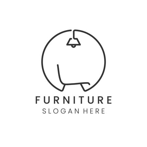 furniture line art minimalist emblem icon logo vector illustration template design. lamp, chair logo Logo For Furniture Company, Logo Design Furniture, Furniture Logo Design Ideas, Sage Furniture, Lamp Logo, Geometric Chair, Chairs Logo, Line Art Minimalist, Foldable Furniture