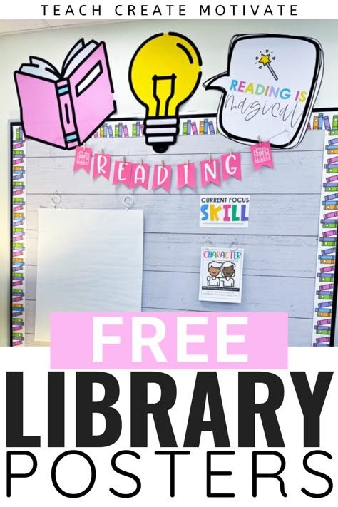 These cute and colorful posters are the perfect addition to your classroom library or reading space. Use the, above bulletin boards or posted near book shelves. They will make the cutest addition to your classroom decor. Reading Intervention Door Decor, Book Shelf Ideas Classroom, Reading Corner Wall Decor Classroom, Reading Library Bulletin Board, Reading Signs For Classroom, Third Grade Classroom Library, Class Library Bulletin Board, I-ready Bulletin Board Ideas, Reading Decorations Classroom