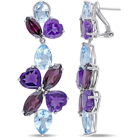 Julianna B Blue Topaz - Sky Rhodolite-Garnet Amethyst-Africa Ear Pin... ($771) ❤ liked on Polyvore featuring jewelry, earrings, silver, garnet jewelry, amethyst jewelry, pin jewelry, amethyst jewellery and garnet jewellery Bridesmaid Proposal Jewelry, Ear Pins Earrings, Teardrop Jewelry, Ear Pin, Blue Topaz Jewelry, Amethyst Studs, Purple Jewelry, Purple Earrings, Garnet Jewelry