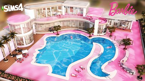 Sims 4 Barbie Cc, Barbie Sims, Pool Mansion, Barbie Pool, Mods Sims 4, Lotes The Sims 4, Sims 4 House Plans, Free Sims, Sims 4 House Design